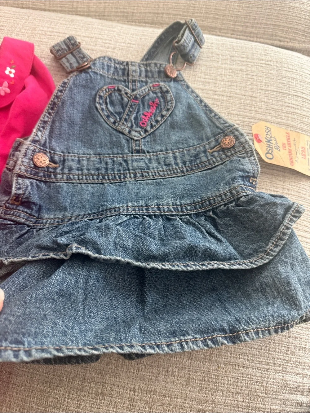 Oshkosh girls two piece cotton long sleeve button @overalls so cute size 9M